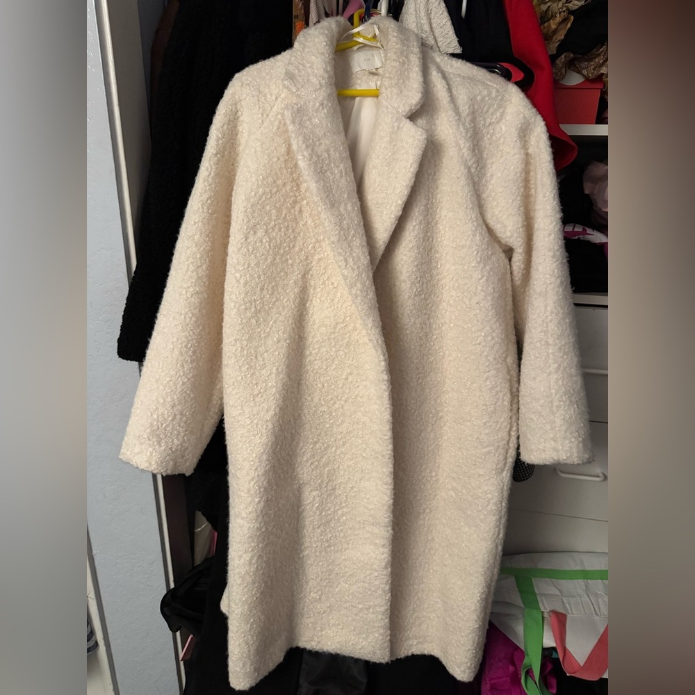 HM Women's Cream Teddy Coat